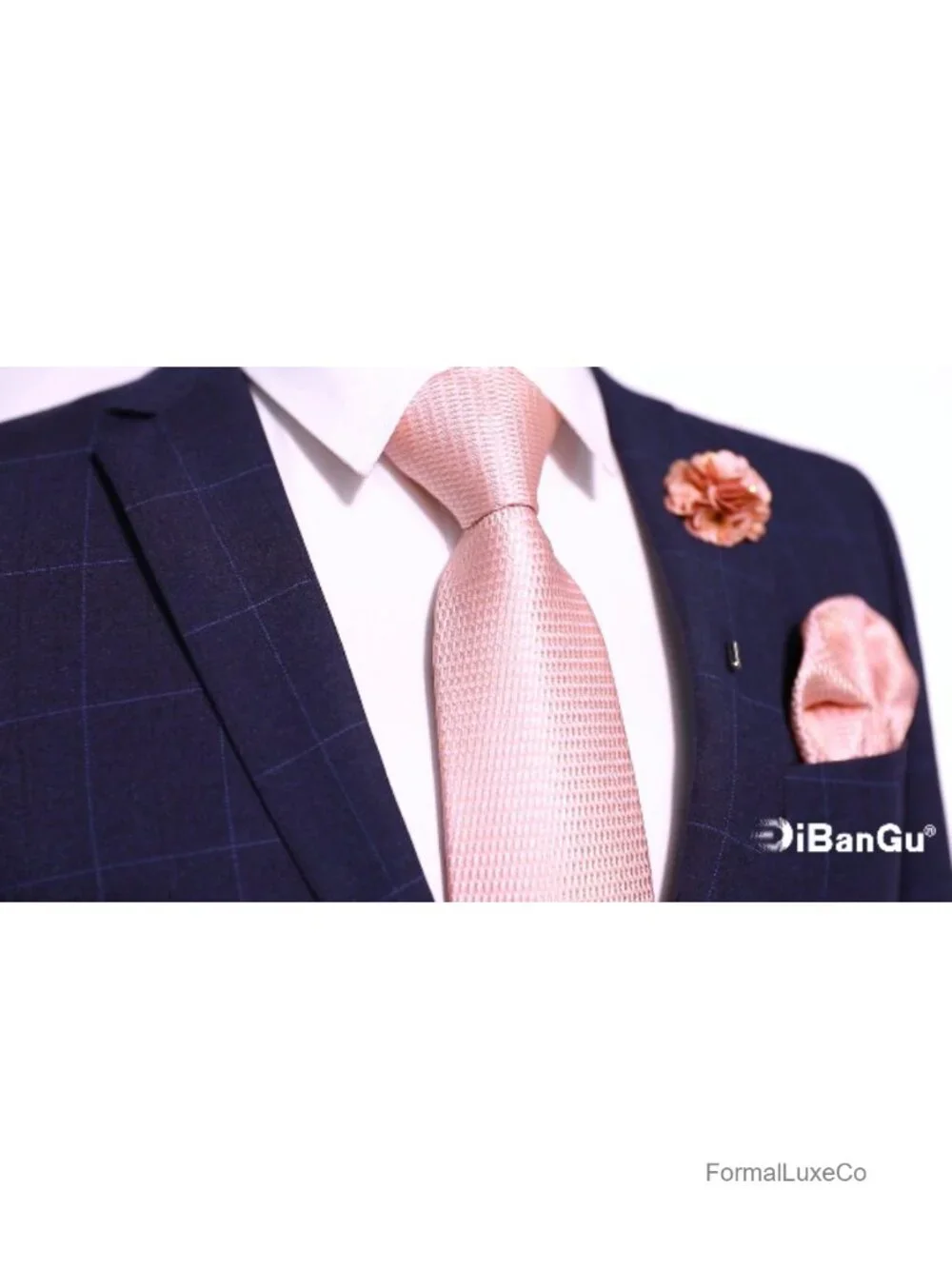 Silk Men's Necktie Set with Pocket Square Cufflinks Lapel Pin
